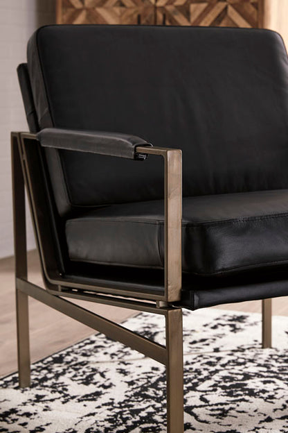 Puckman Black Leather Accent Chair
