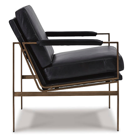 Puckman Black Leather Accent Chair