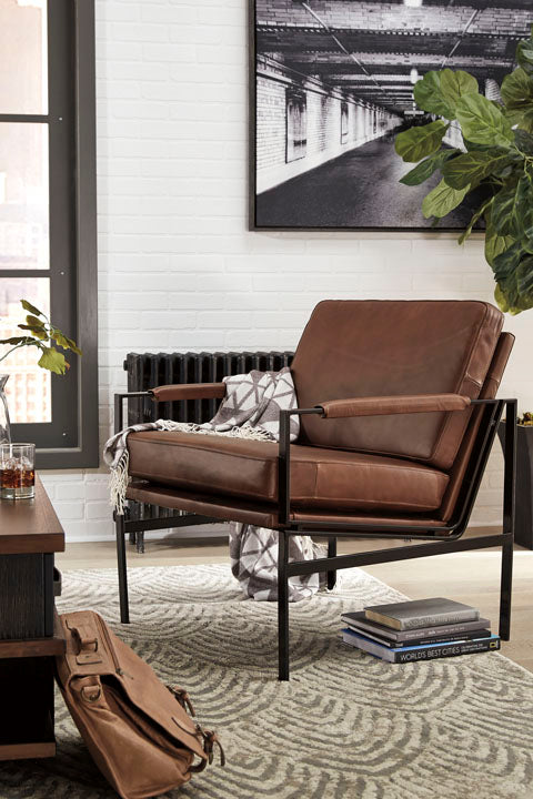 Puckman Brown Leather Accent Chair