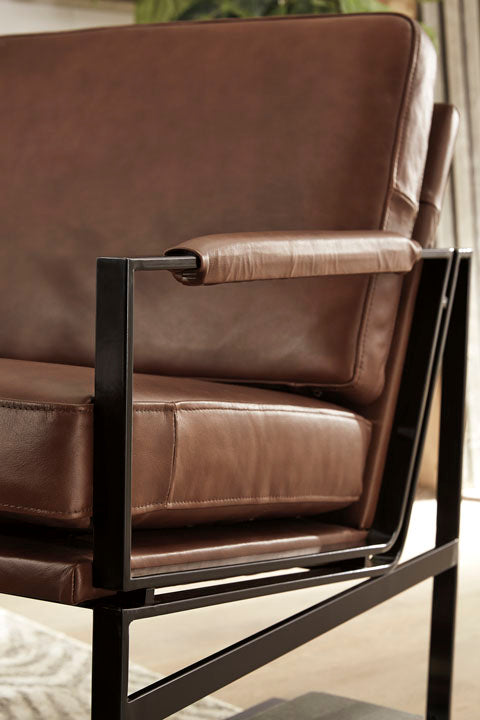 Puckman Brown Leather Accent Chair