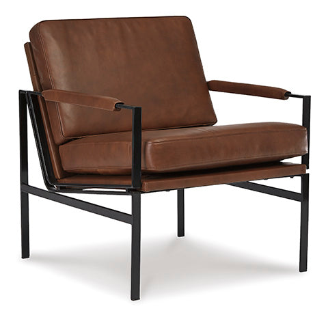 Puckman Brown Leather Accent Chair