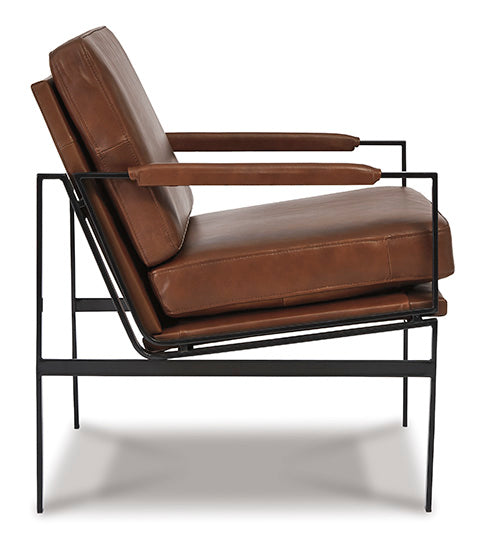 Puckman Brown Leather Accent Chair