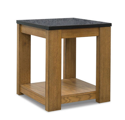 Quentina Light Brown and Black End Table