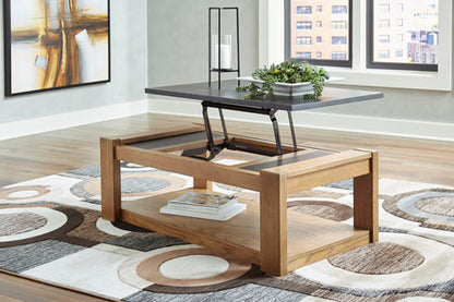 Quentina Light Brown/Black Lift-Top Coffee Table