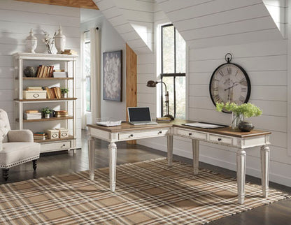 Realyn White & Brown 2-Piece Home Office Lift Top Desk