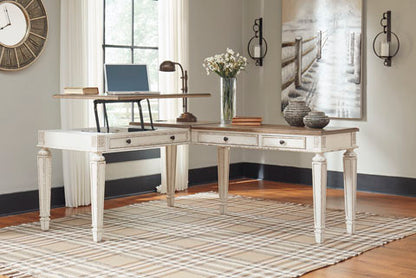 Realyn White & Brown 2-Piece Home Office Lift Top Desk