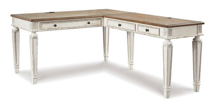 Realyn White & Brown 2-Piece Home Office Lift Top Desk