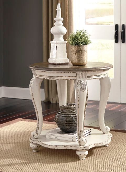 Realyn White and Brown End Table