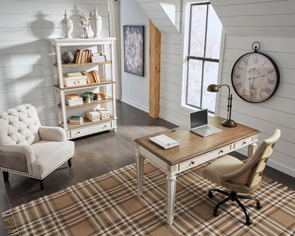 Realyn White & Brown Home Office Lift Top Desk