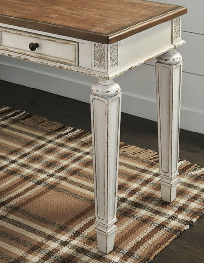 Realyn White & Brown Home Office Lift Top Desk