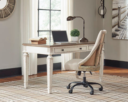 Realyn White & Brown Home Office Lift Top Desk