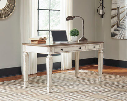Realyn White & Brown Home Office Lift Top Desk