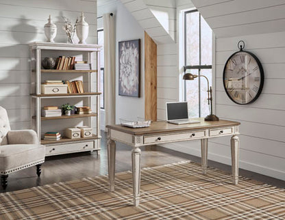 Realyn White & Brown Home Office Lift Top Desk