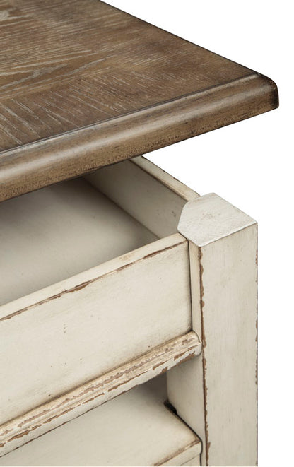 Realyn White & Brown Coffee Table with Lift Top