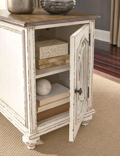 Realyn White and Brown Chairside End Table