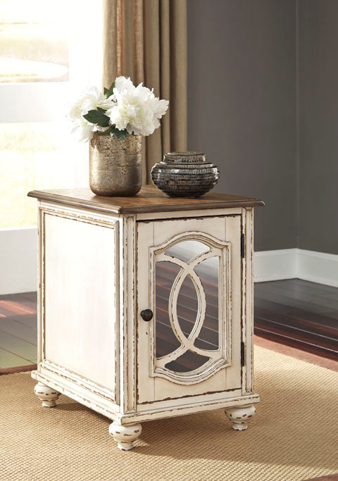 Realyn White and Brown Chairside End Table