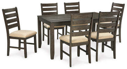Rokane Brown 7-pc Dining Table and Chairs Set