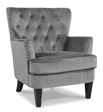 Romansque Gray Velvet Accent Chair