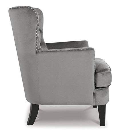 Romansque Gray Velvet Accent Chair
