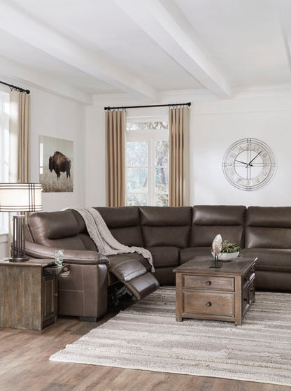 Salvatore Chocolate Leather 5-Piece Power Reclining Sectional