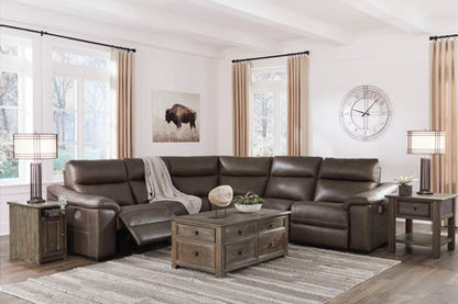 Salvatore Chocolate Leather 5-Piece Power Reclining Sectional