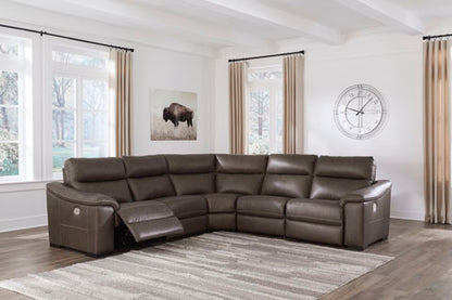 Salvatore Chocolate Leather 5-Piece Power Reclining Sectional