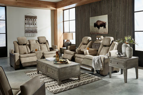 Next-Gen DuraPella Sand Power Reclining Loveseat with Console