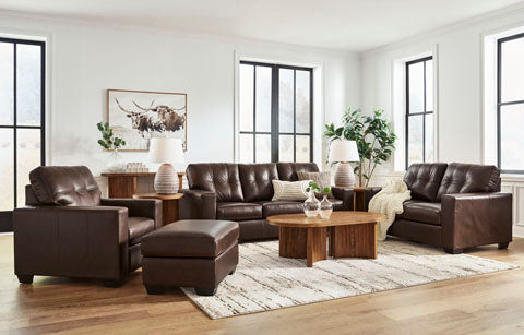 Santorine Dark Brown Leather Sofa and Loveseat Set