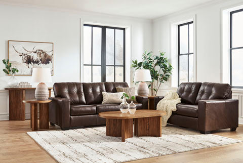 Santorine Dark Brown Leather Sofa and Loveseat Set