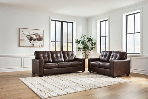 Santorine Dark Brown Leather Sofa and Loveseat Set