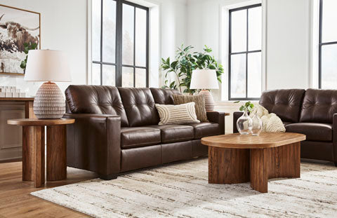 Santorine Dark Brown Leather Sofa and Loveseat Set