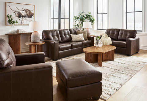 Santorine Dark Brown Leather Sofa and Loveseat Set