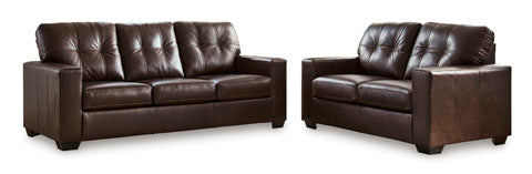 Santorine Dark Brown Leather Sofa and Loveseat Set