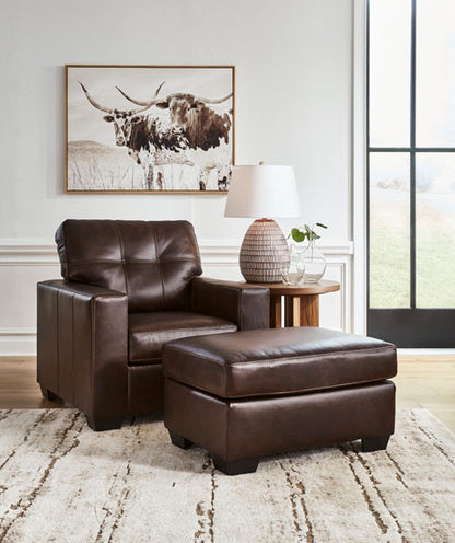 Santorine Dark Brown Leather Ottoman