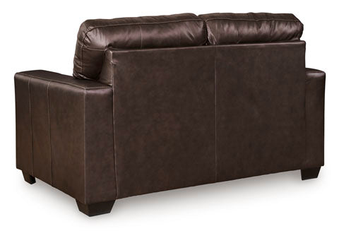 Santorine Dark Brown Leather Loveseat