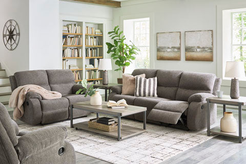 Scranto Brindle Reclining Sofa and Loveseat Set