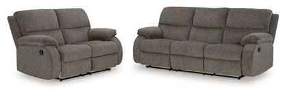 Scranto Brindle Reclining Sofa and Loveseat Set