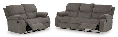 Scranto Brindle Reclining Sofa and Loveseat Set