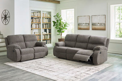 Scranto Brindle Reclining Sofa and Loveseat Set