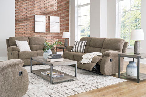 Scranto Oak Reclining Sofa and Loveseat Set