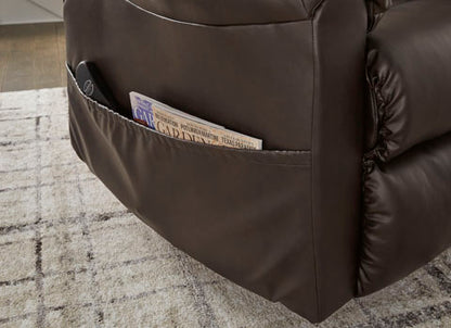 Shadowboxer Chocolate Faux Leather Power Lift Recliner