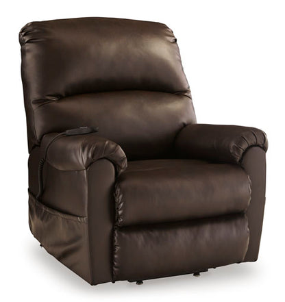 Shadowboxer Chocolate Faux Leather Power Lift Recliner