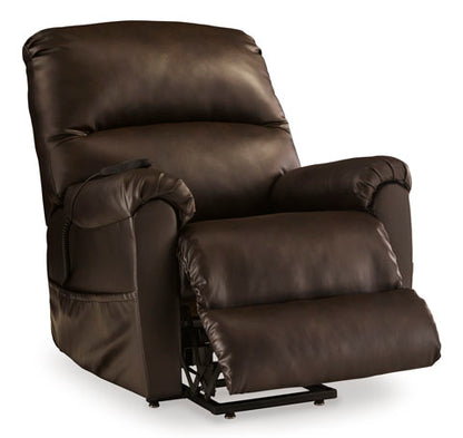 Shadowboxer Chocolate Faux Leather Power Lift Recliner