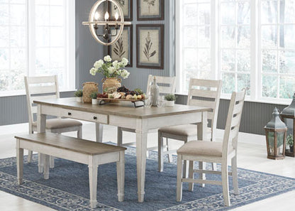 Skempton Two-Tone Dining Table, 2 Chairs and Bench Set