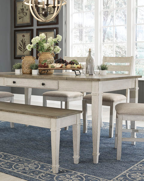 Skempton Two Tone Dining Table 2 Chairs and Bench Set Legacy Furniture Mattress