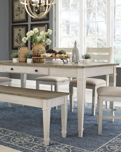 Skempton Two-Tone Dining Table, 2 Chairs and Bench Set