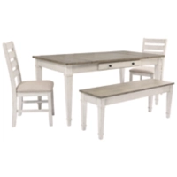 Skempton Two-Tone Dining Table, 2 Chairs and Bench Set