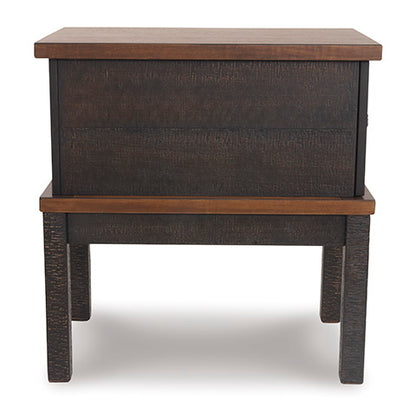 Stanah Two-Tone Chairside End Table with USB Ports & Outlets