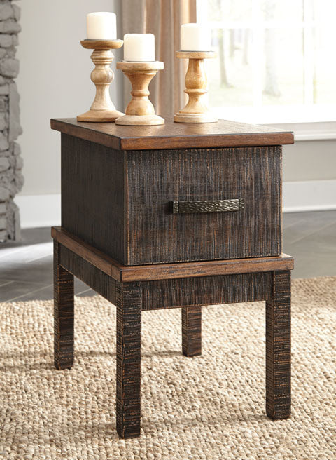 Stanah Two-Tone Chairside End Table with USB Ports & Outlets