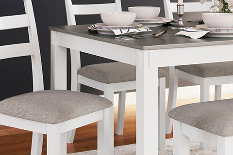 Stonehollow White 6-pc Dining Table and Chairs with Bench Set